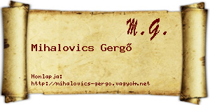 Mihalovics Gergő névjegykártya