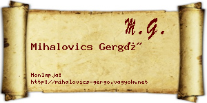 Mihalovics Gergő névjegykártya